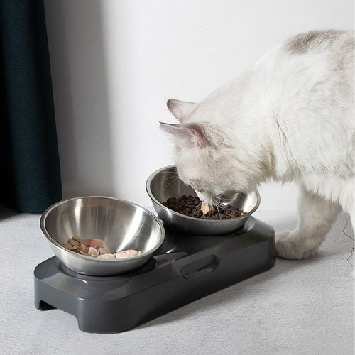 Kit com Duas Tigelas Ajustáveis para Alimentação de Animais de Estimação - Durabilidade e Conveniência em Aço Inoxidável